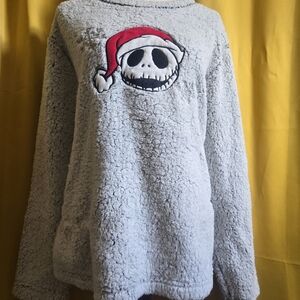 Gray Fleece Sweater with Jack Skellington